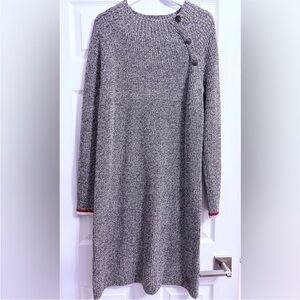ROOTS CABIN Cotton Blend Salt & Pepper Gray Sweater Dress, Signature Roots Cuffs